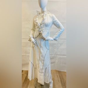 2-piece white linen women blazer and long skirt, size 4.